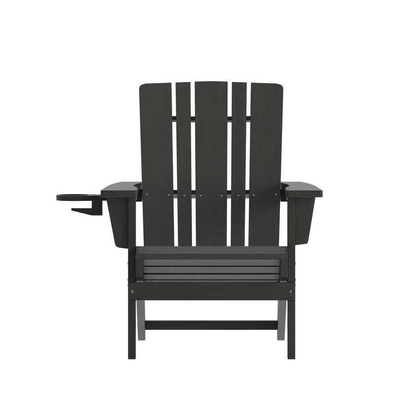 Hedley Adirondack Chair with Cup Holder, Weather Resistant HDPE Adirondack Chair