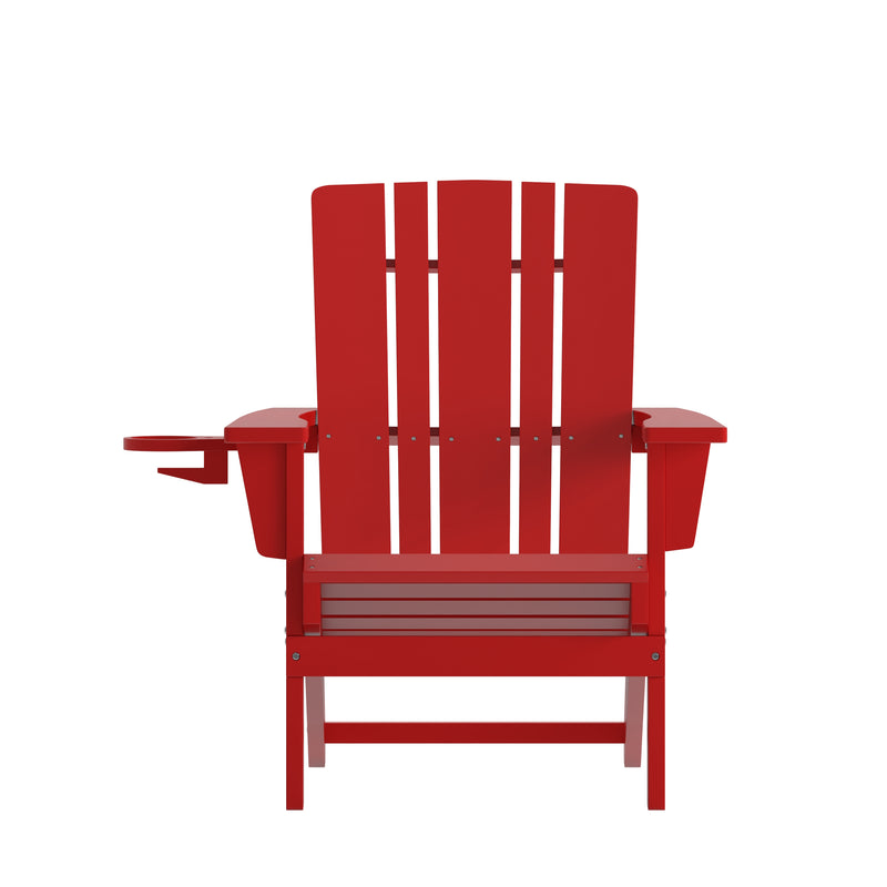 Hedley Adirondack Chair with Cup Holder, Weather Resistant HDPE Adirondack Chair