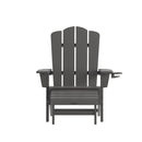 Hedley Adirondack Chair with Cup Holder and Pull Out Ottoman, All-Weather HDPE Indoor/Outdoor Lounge Chair