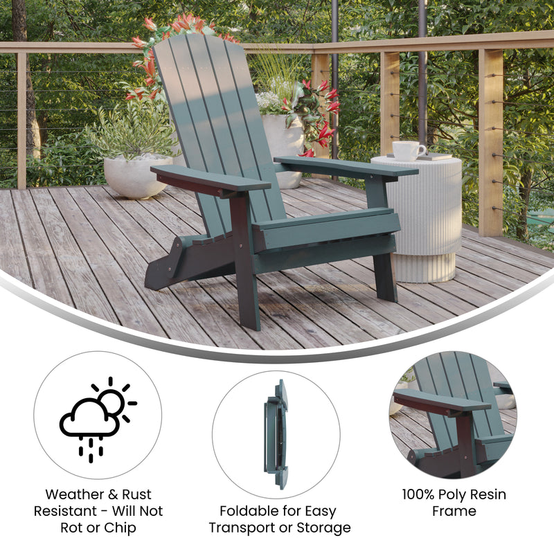 Bayfield Modern Adirondack Chair - All Weather 2 Slat Adirondack Chair - Poly Resin Wood - Stainless Steel Hardware