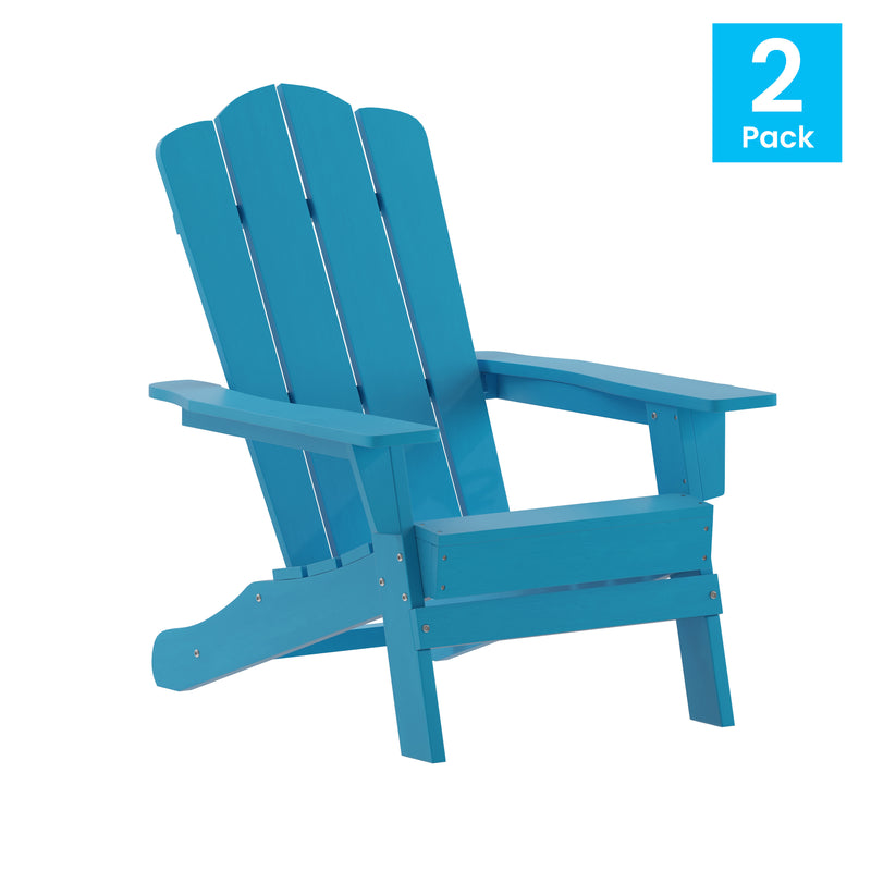 Nellis Adirondack Chair with Cup Holder, Weather Resistant HDPE Adirondack Chair, Set of 2