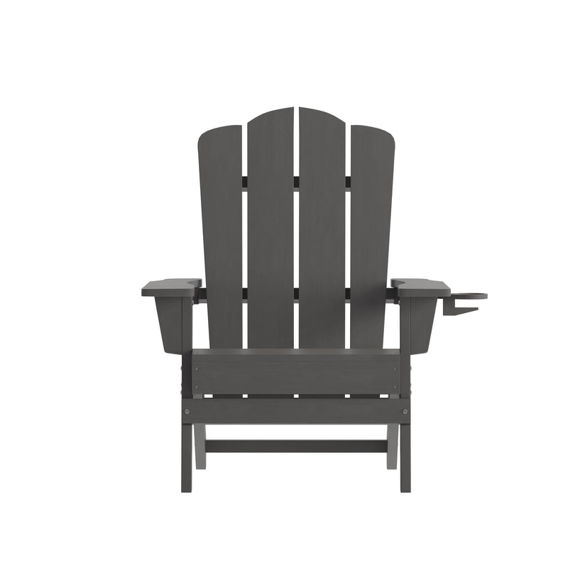 Nellis Adirondack Chair with Cup Holder, Weather Resistant HDPE Adirondack Chair, Set of 2