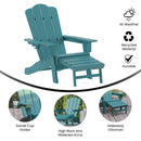 Nellis Adirondack Chair with Cup Holder and Pull Out Ottoman, All-Weather HDPE Indoor/Outdoor Lounge Chair, Set of 2