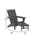 Hedley Adirondack Chair with Cup Holder and Pull Out Ottoman, All-Weather HDPE Indoor/Outdoor Lounge Chair, Set of 2