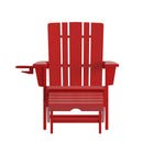 Hedley Adirondack Chair with Cup Holder and Pull Out Ottoman, All-Weather HDPE Indoor/Outdoor Lounge Chair, Set of 2