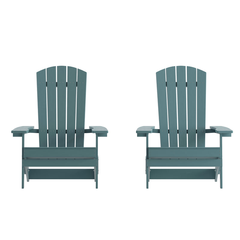 Set of 2 Bayfield Modern Adirondack Chair - All Weather 2 Slat Adirondack Chair - Poly Resin Wood - Stainless Steel Hardware