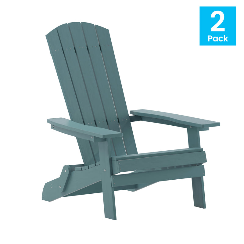 Set of 2 Bayfield Modern Adirondack Chair - All Weather 2 Slat Adirondack Chair - Poly Resin Wood - Stainless Steel Hardware