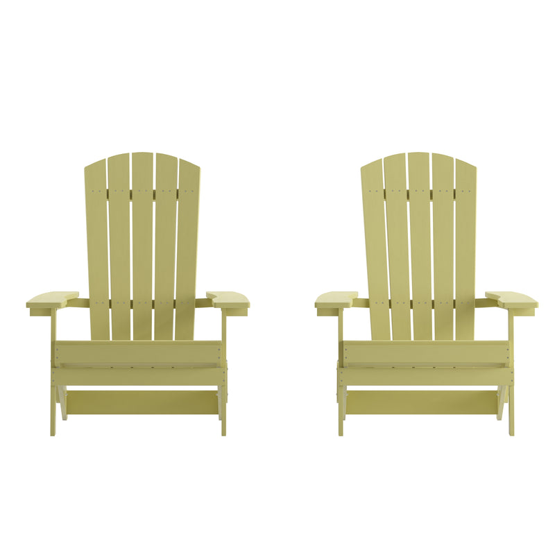 Set of 2 Bayfield Modern Adirondack Chair - All Weather 2 Slat Adirondack Chair - Poly Resin Wood - Stainless Steel Hardware