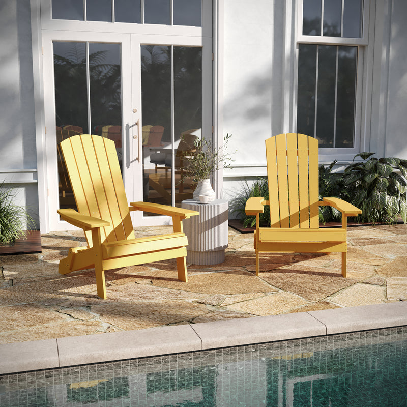 Set of 2 Bayfield Modern Adirondack Chair - All Weather 2 Slat Adirondack Chair - Poly Resin Wood - Stainless Steel Hardware