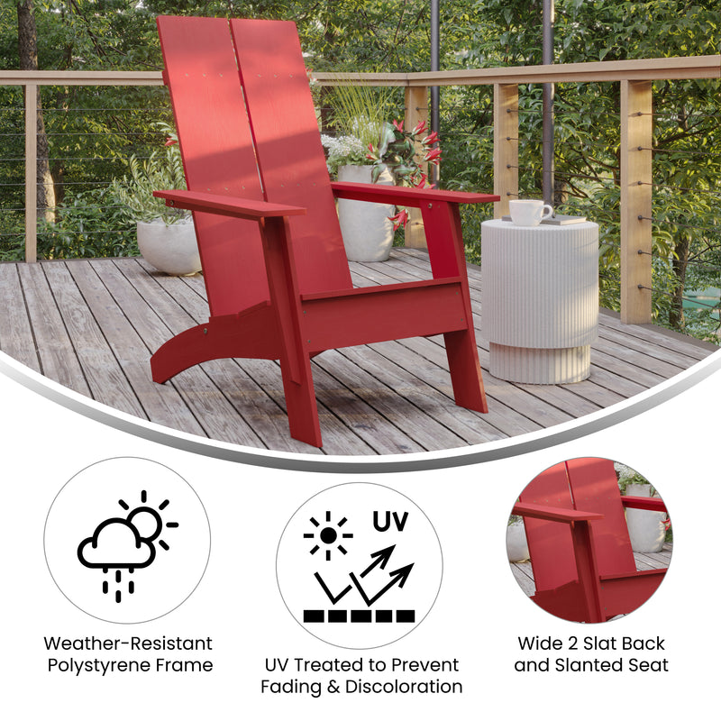 Brady Dual Slat Back Poly Resin Adirondack Chairs, Set of 2