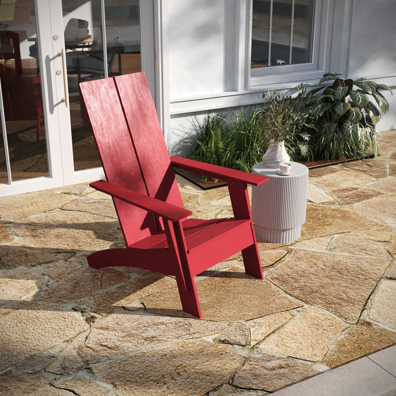 Brady Dual Slat Back Poly Resin Adirondack Chairs, Set of 2