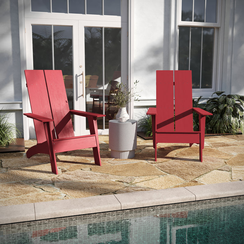 Brady Dual Slat Back Poly Resin Adirondack Chairs, Set of 2