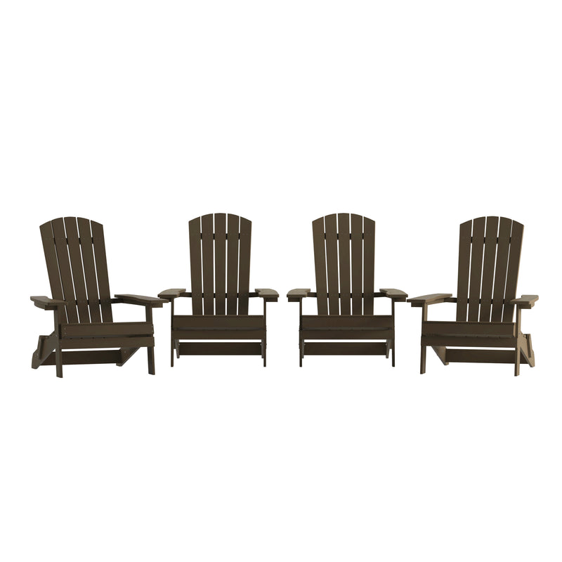 Set of 4 Bayfield Modern Adirondack Chair - All Weather 2 Slat Adirondack Chair - Poly Resin Wood - Stainless Steel Hardware