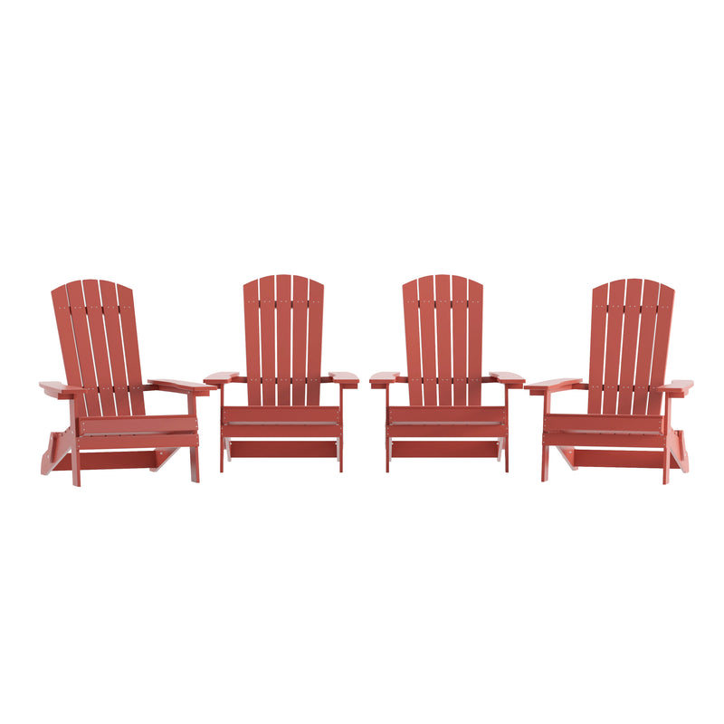 Set of 4 Bayfield Modern Adirondack Chair - All Weather 2 Slat Adirondack Chair - Poly Resin Wood - Stainless Steel Hardware