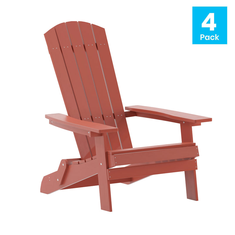 Set of 4 Bayfield Modern Adirondack Chair - All Weather 2 Slat Adirondack Chair - Poly Resin Wood - Stainless Steel Hardware