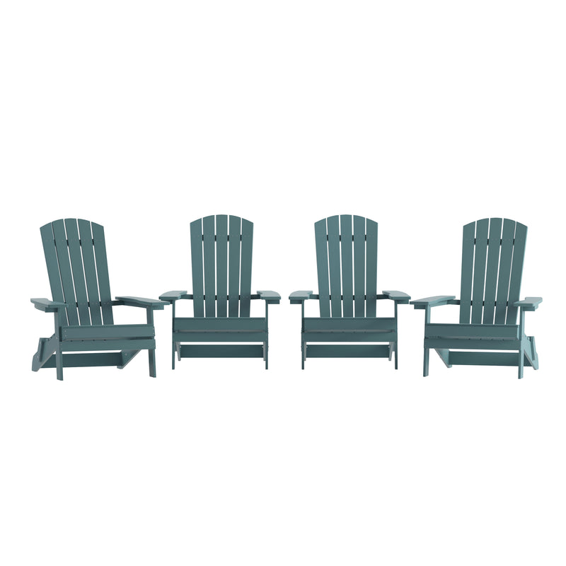 Set of 4 Bayfield Modern Adirondack Chair - All Weather 2 Slat Adirondack Chair - Poly Resin Wood - Stainless Steel Hardware