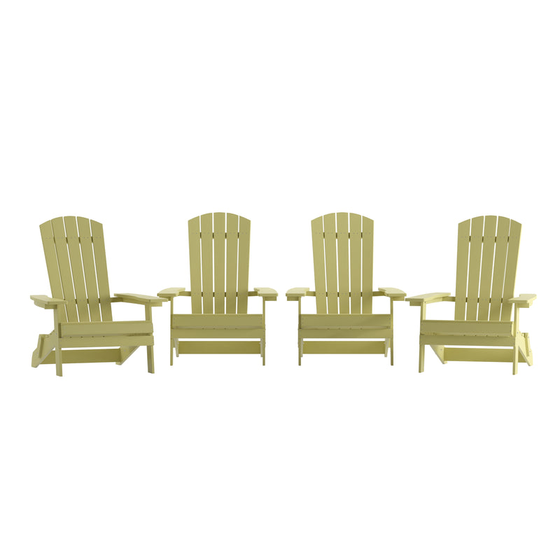 Set of 4 Bayfield Modern Adirondack Chair - All Weather 2 Slat Adirondack Chair - Poly Resin Wood - Stainless Steel Hardware