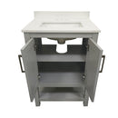 Vivien 24 Inch Bathroom Vanity with Carrara Marble Finish Countertop, Single Sink Cabinet with Soft Close Doors and Open Shelf