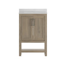 Vivien 24 Inch Bathroom Vanity with Carrara Marble Finish Countertop, Single Sink Cabinet with Soft Close Doors and Open Shelf