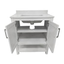 Vivien 30 Inch Bathroom Vanity with Carrara Marble Finish Countertop, Single Sink Cabinet with Soft Close Doors and Open Shelf