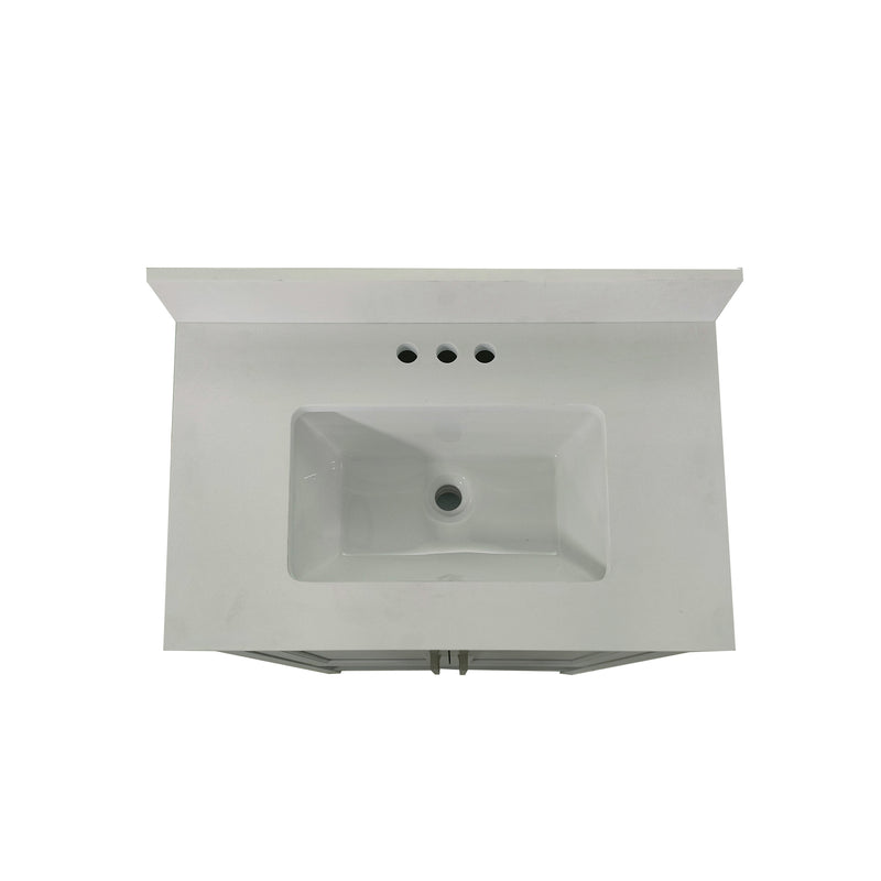 Vivien 30 Inch Bathroom Vanity with Carrara Marble Finish Countertop, Single Sink Cabinet with Soft Close Doors and Open Shelf