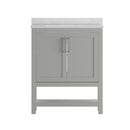 Vivien 30 Inch Bathroom Vanity with Carrara Marble Finish Countertop, Single Sink Cabinet with Soft Close Doors and Open Shelf