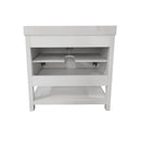 Vivien 36 Inch Bathroom Vanity with Carrara Marble Finish Countertop, Single Sink Cabinet with Soft Close Doors and Open Shelf