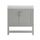 Vivien 36 Inch Bathroom Vanity with Carrara Marble Finish Countertop, Single Sink Cabinet with Soft Close Doors and Open Shelf