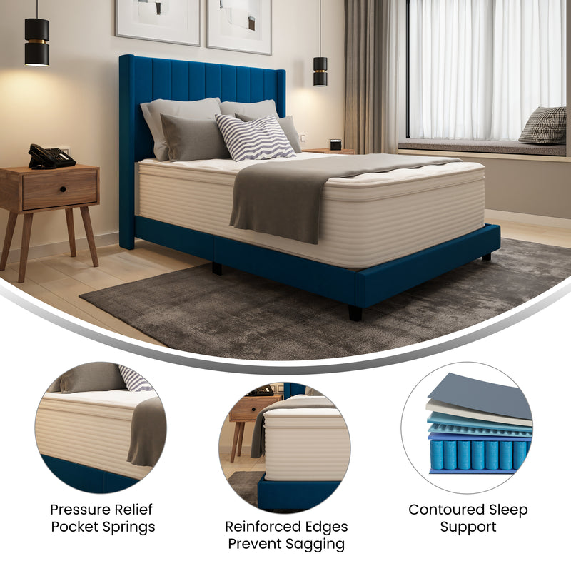 Verona 14" Premium Comfort Euro Top Hybrid Pocket Spring and Memory Foam Mattress in a Box with Reinforced Edge Support