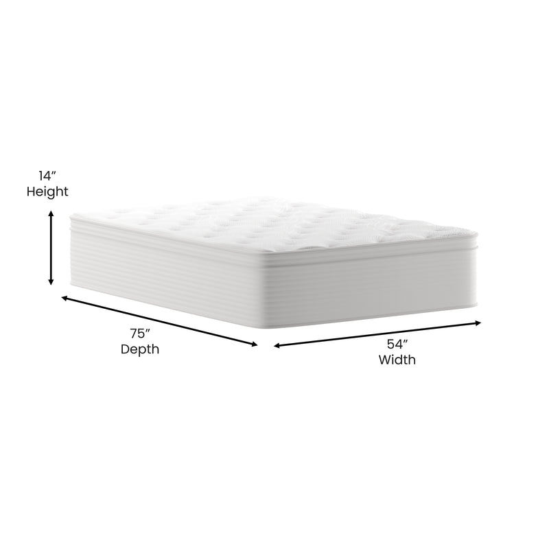 Verona 14" Premium Comfort Euro Top Hybrid Pocket Spring and Memory Foam Mattress in a Box with Reinforced Edge Support