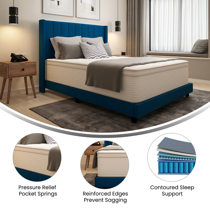 Verona 14" Premium Comfort Euro Top Hybrid Pocket Spring and Memory Foam Mattress in a Box with Reinforced Edge Support