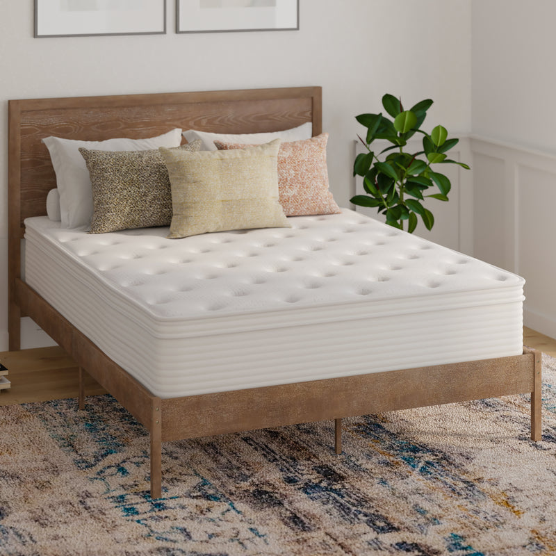 Verona 14" Premium Comfort Euro Top Hybrid Pocket Spring and Memory Foam Mattress in a Box with Reinforced Edge Support