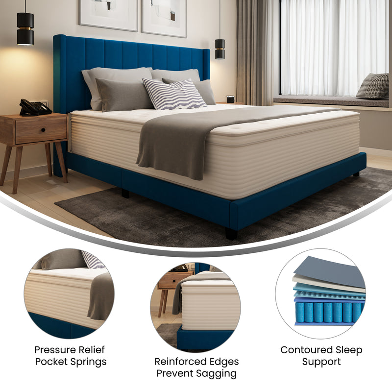 Verona 14" Premium Comfort Euro Top Hybrid Pocket Spring and Memory Foam Mattress in a Box with Reinforced Edge Support