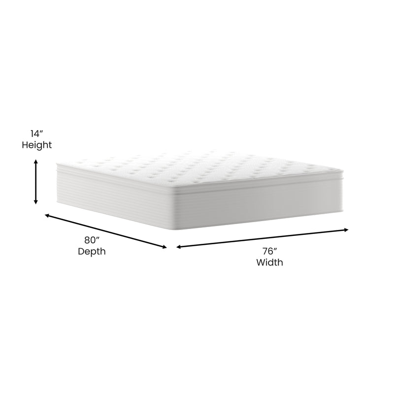 Verona 14" Premium Comfort Euro Top Hybrid Pocket Spring and Memory Foam Mattress in a Box with Reinforced Edge Support