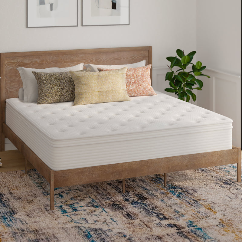 Verona 14" Premium Comfort Euro Top Hybrid Pocket Spring and Memory Foam Mattress in a Box with Reinforced Edge Support