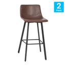 Brandy Modern Upholstered Bucket Seat Bar Stools with Metal Frames, Set of 2