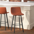Brandy Modern Upholstered Bucket Seat Bar Stools with Metal Frames, Set of 2