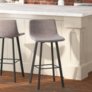 Brandy Modern Upholstered Bucket Seat Bar Stools with Metal Frames, Set of 2