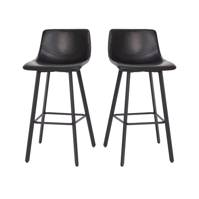 Brandy Modern Upholstered Bucket Seat Bar Stools with Metal Frames, Set of 2