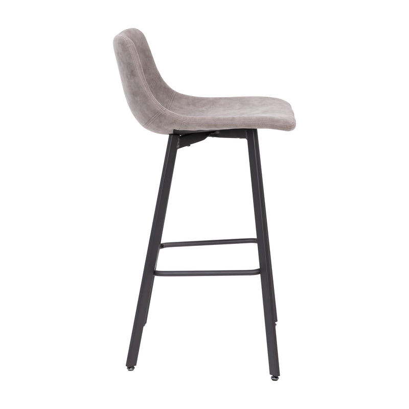 Brandy Modern Upholstered Bucket Seat Bar Stools with Metal Frames, Set of 2