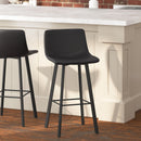 Brandy Modern Upholstered Bucket Seat Bar Stools with Metal Frames, Set of 2