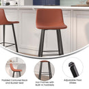 Brandy Modern Upholstered Bucket Seat Bar Stools with Metal Frames, Set of 2