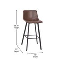 Brandy Modern Upholstered Bucket Seat Bar Stools with Metal Frames, Set of 2