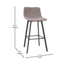 Brandy Modern Upholstered Bucket Seat Bar Stools with Metal Frames, Set of 2