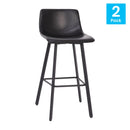 Brandy Modern Upholstered Bucket Seat Bar Stools with Metal Frames, Set of 2