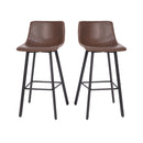 Brandy Modern Upholstered Bucket Seat Bar Stools with Metal Frames, Set of 2