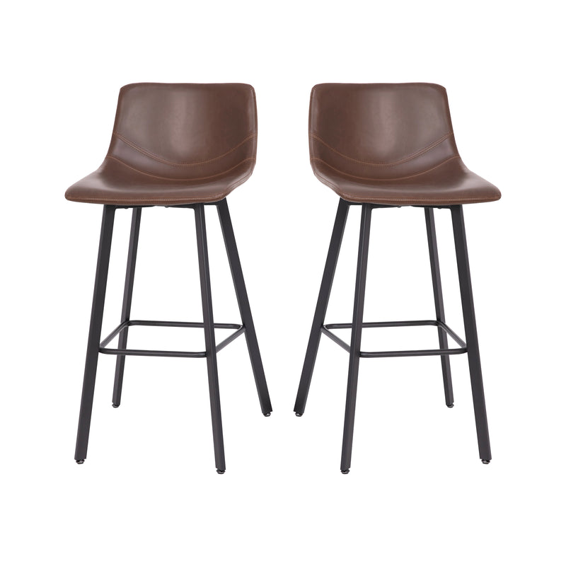Brandy Modern Upholstered Bucket Seat Bar Stools with Metal Frames, Set of 2