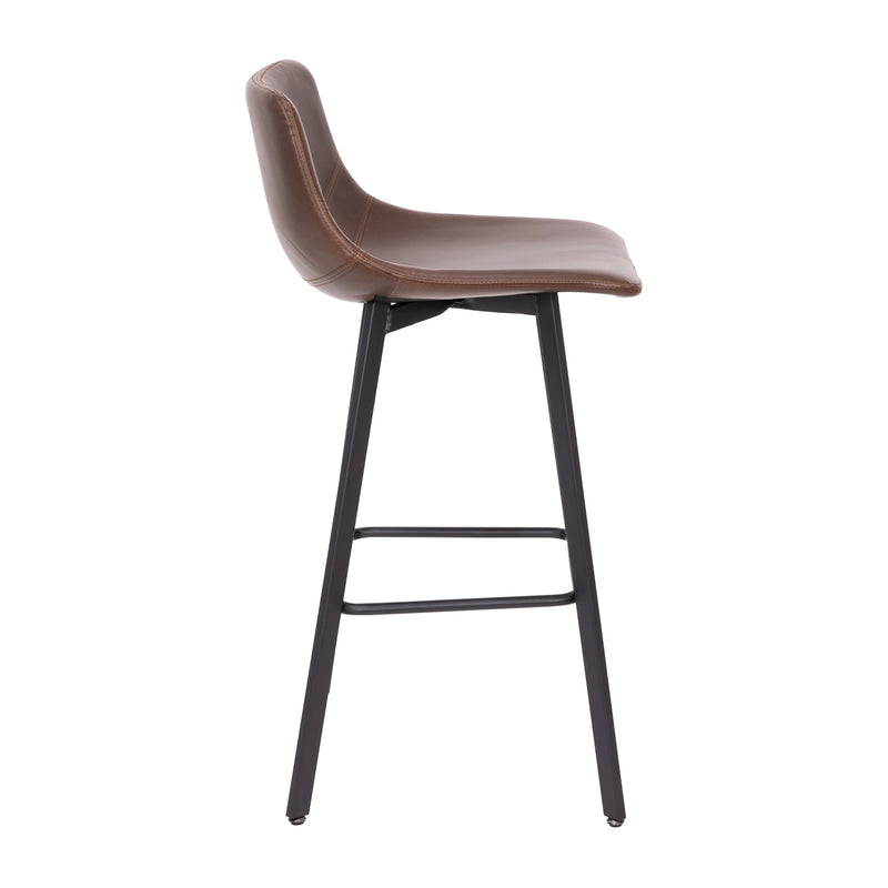Brandy Modern Upholstered Bucket Seat Bar Stools with Metal Frames, Set of 2