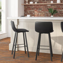 Brandy Modern Upholstered Bucket Seat Bar Stools with Metal Frames, Set of 2