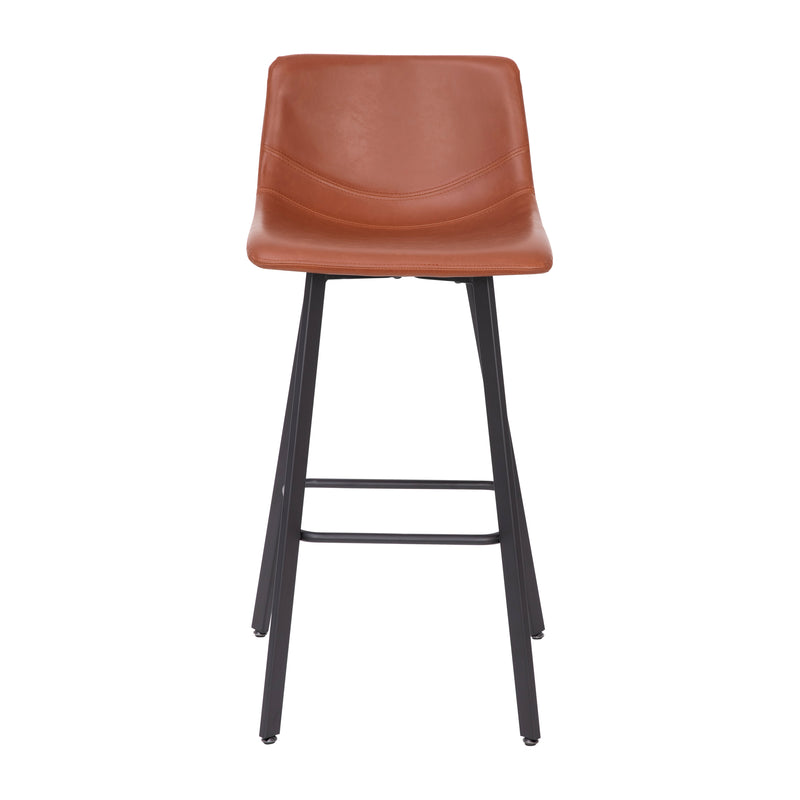 Brandy Modern Upholstered Bucket Seat Bar Stools with Metal Frames, Set of 2